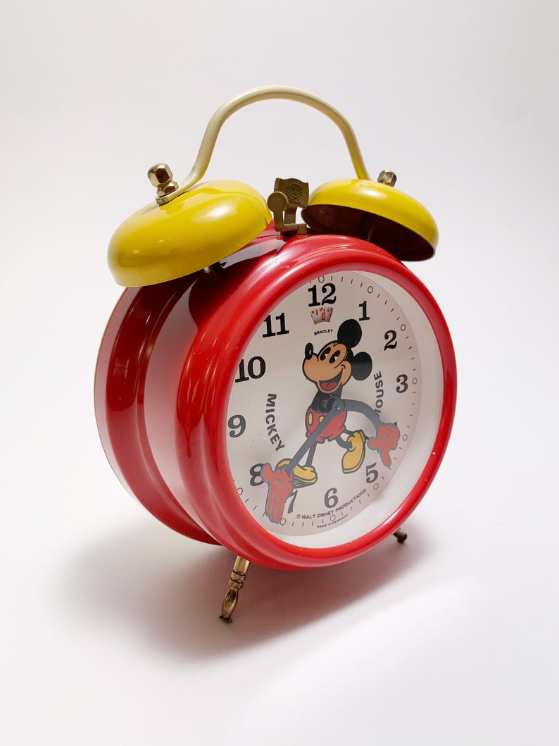 Vintage Bradley Mickey Mouse Double Bell Alarm Clock Made in Germany in the 1980s. image 7