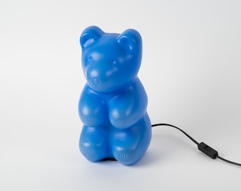 Messow BLUE Tischlampe, POP ART Kunststoff Bärenlampe, Nachtlicht, Deutschland
