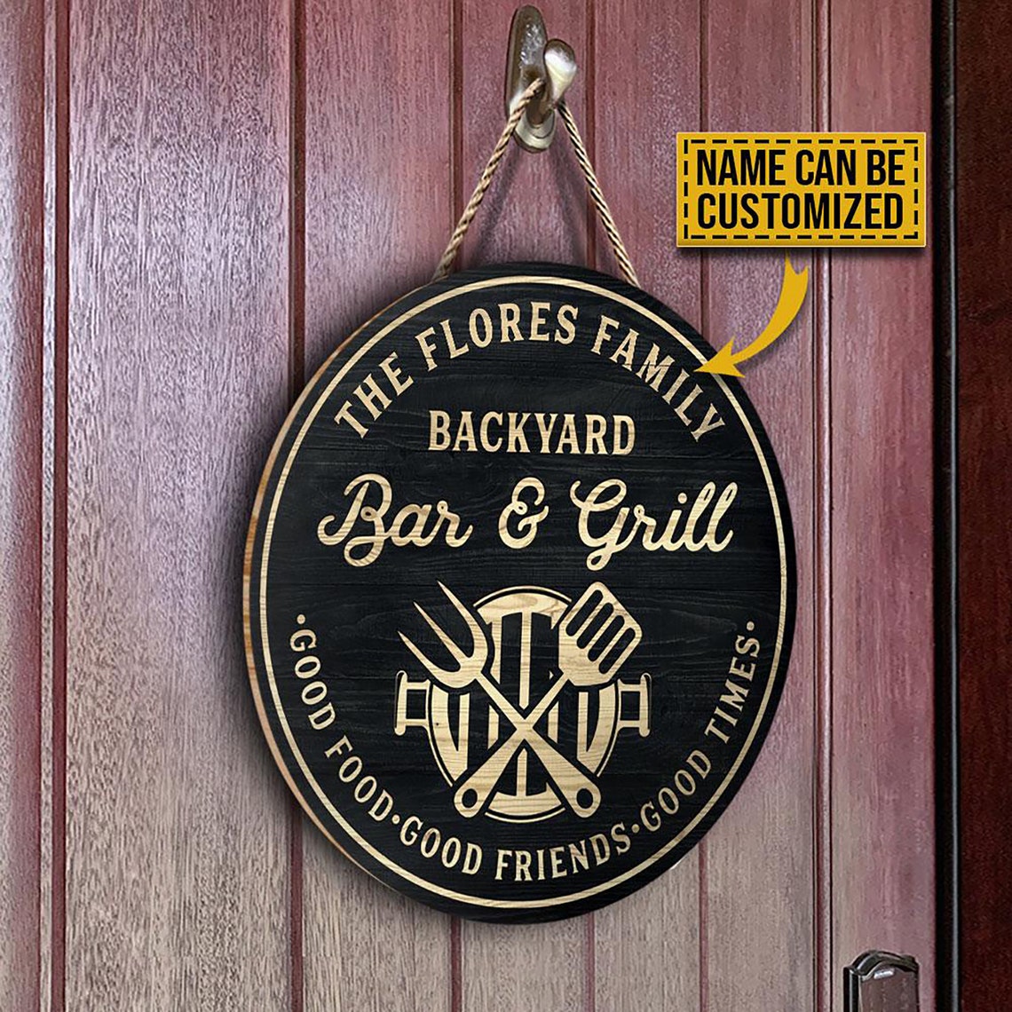 Personalized Bar and Grill Wooden Sign BBQ Good Food Good Etsy
