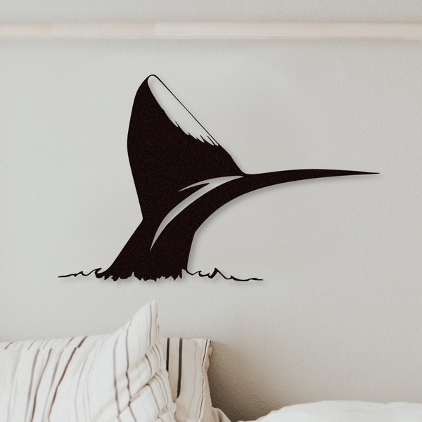 Whale Tail Metal Wall Decor, Nautical Whale Wall Art, Swimming Whale Decor, Birthday Gifts, Living Rooms, Bedrooms and Bathrooms Wall Sign