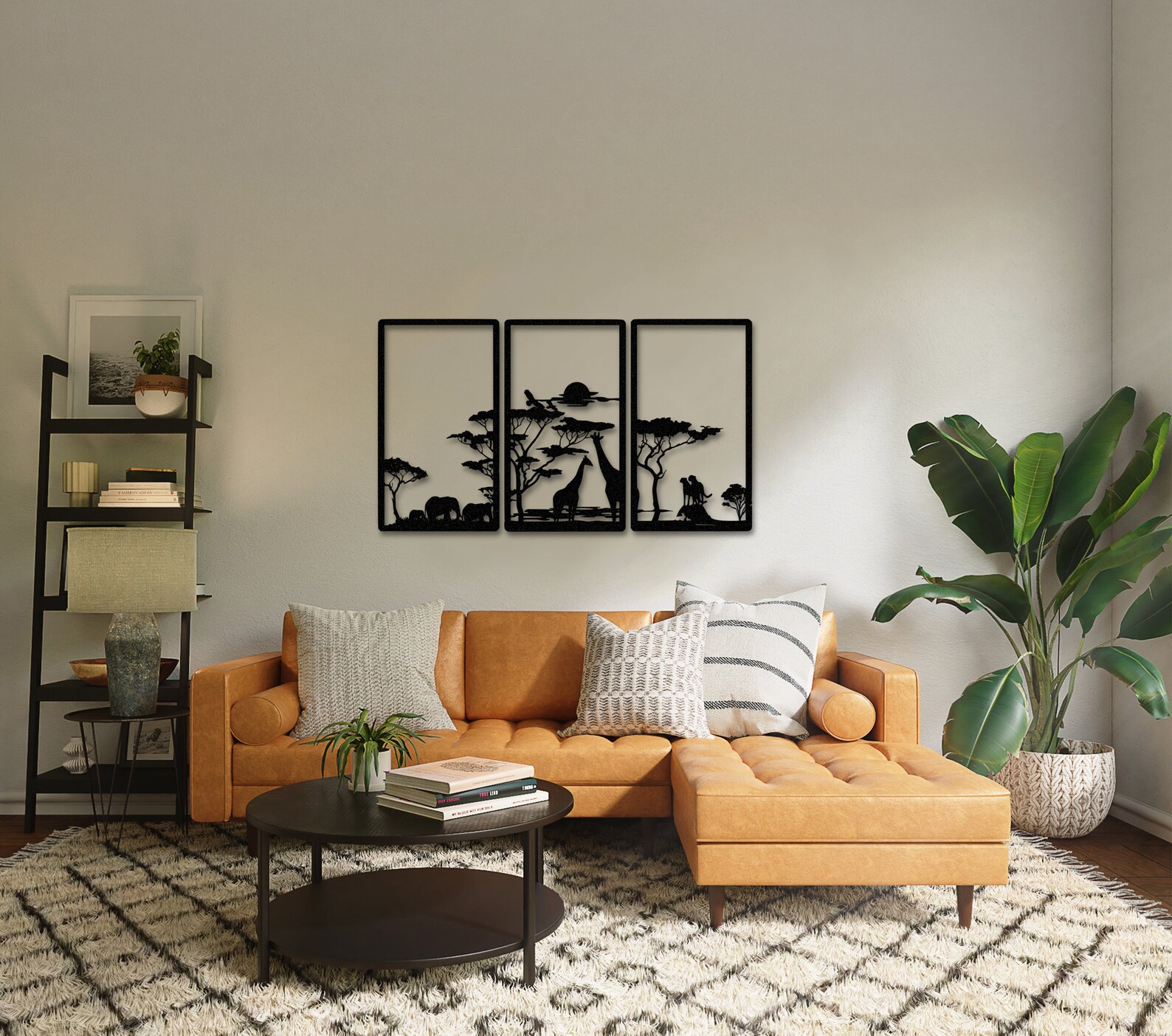 Wild Africa Metal Wall Decor, African Savannah 3 Panels Art, Metal