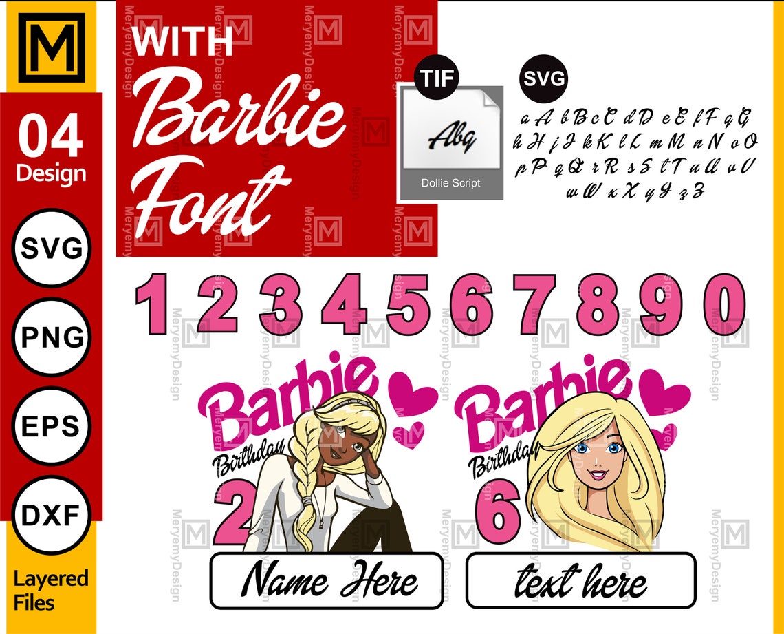 Barbie Font And Numbers Svg Barbie Clipart Barbie Alphabet Etsy Canada ...