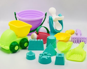 sand toy beach 14 pieces car pail Castle mold shovel