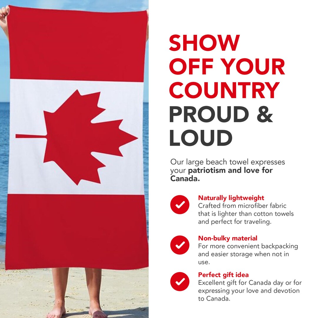 Canada Flag Beach Towel. Size is Now Bigger and Better at 81cm Etsy