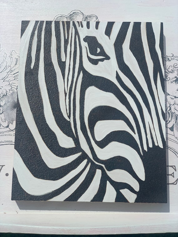 Zebra Wood Burning Zebra Mixed Media Art Paint and Etsy