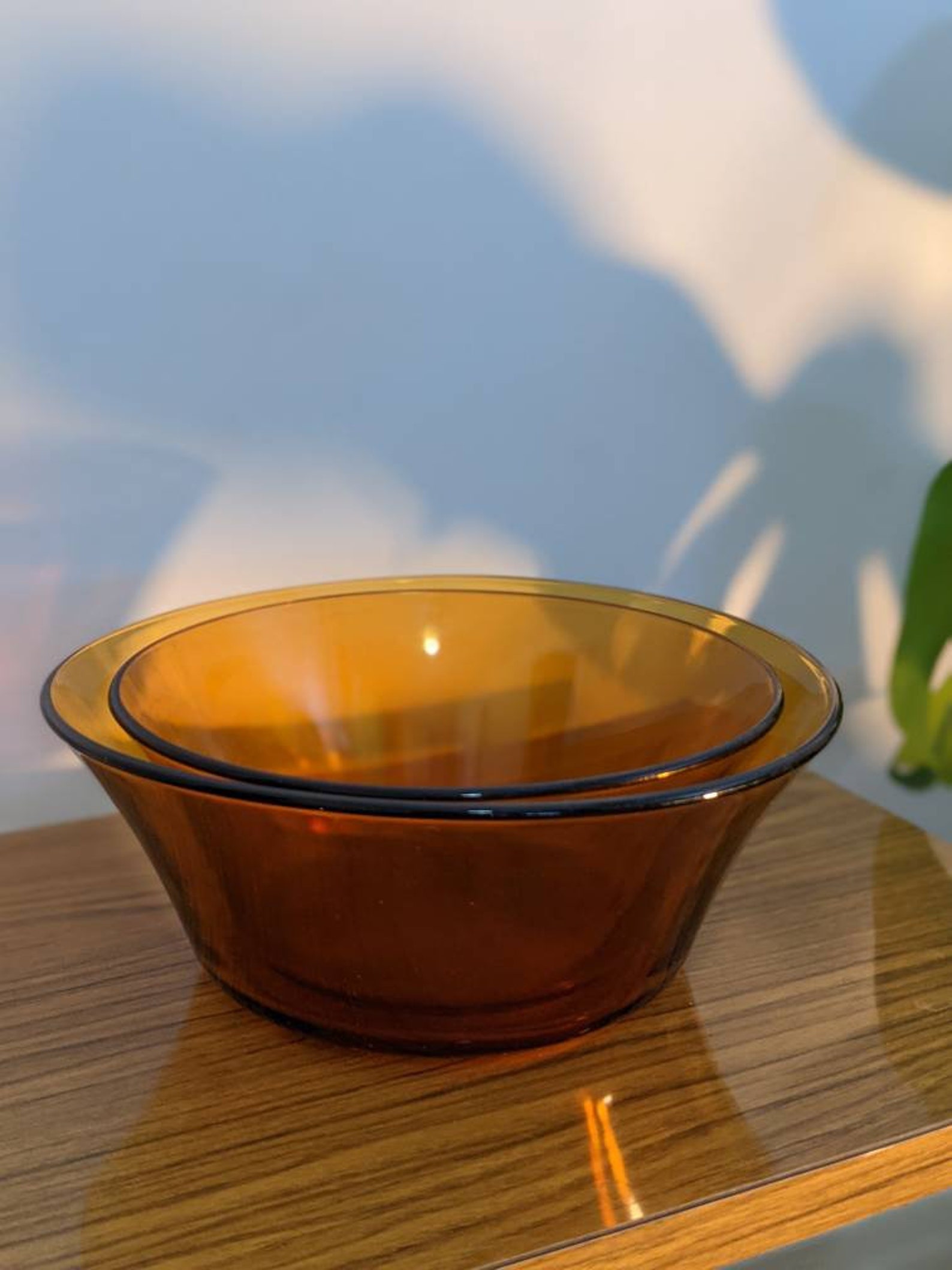 1970's duralex amber glass fruit bowl set Etsy