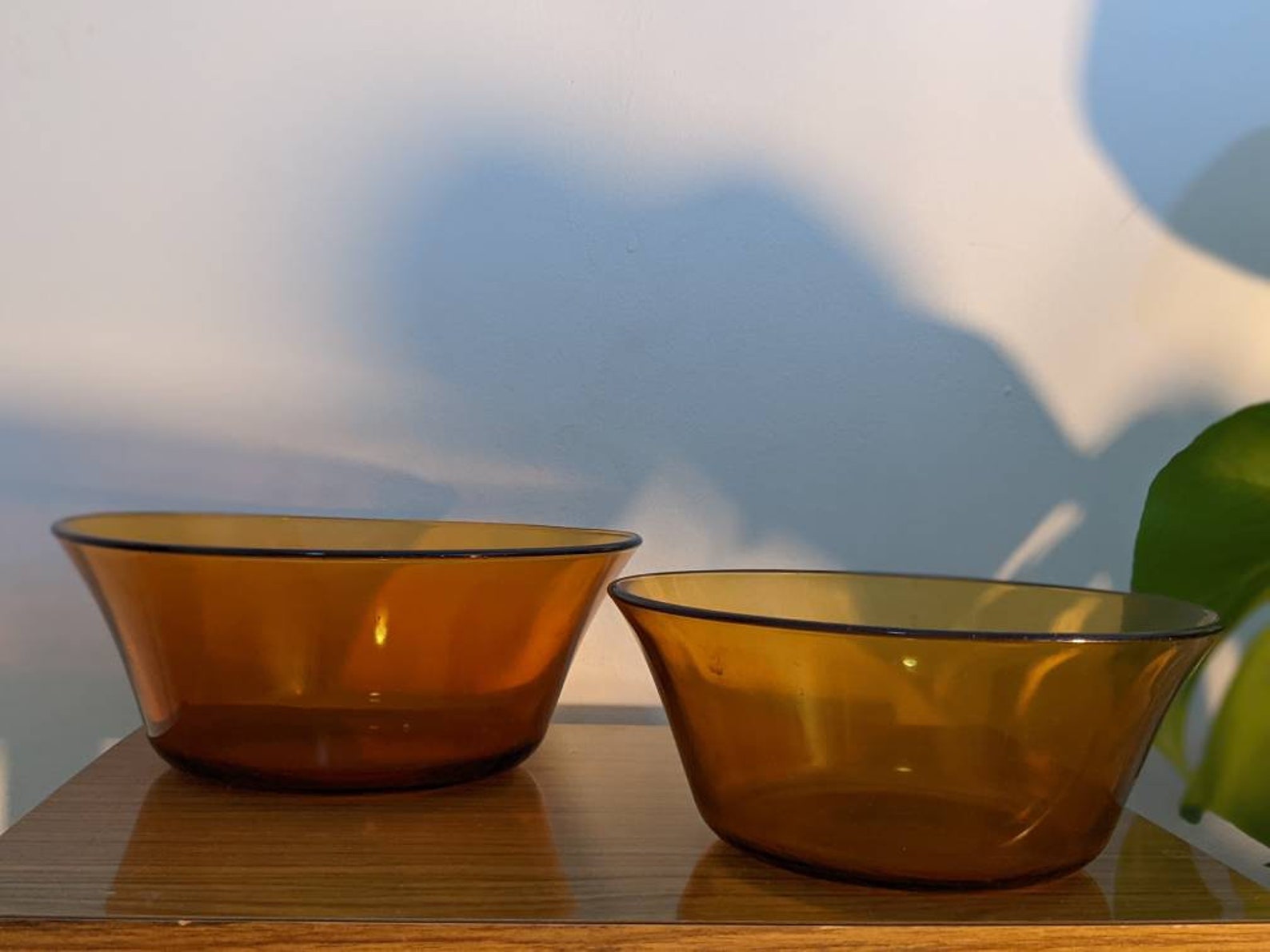 1970's duralex amber glass fruit bowl set Etsy