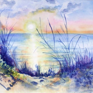 Watercolor Print, Lake Michigan Painting, Michigan Art, Best friend gift for her, Beach Decor, 1st Anniversary Gift for Wife