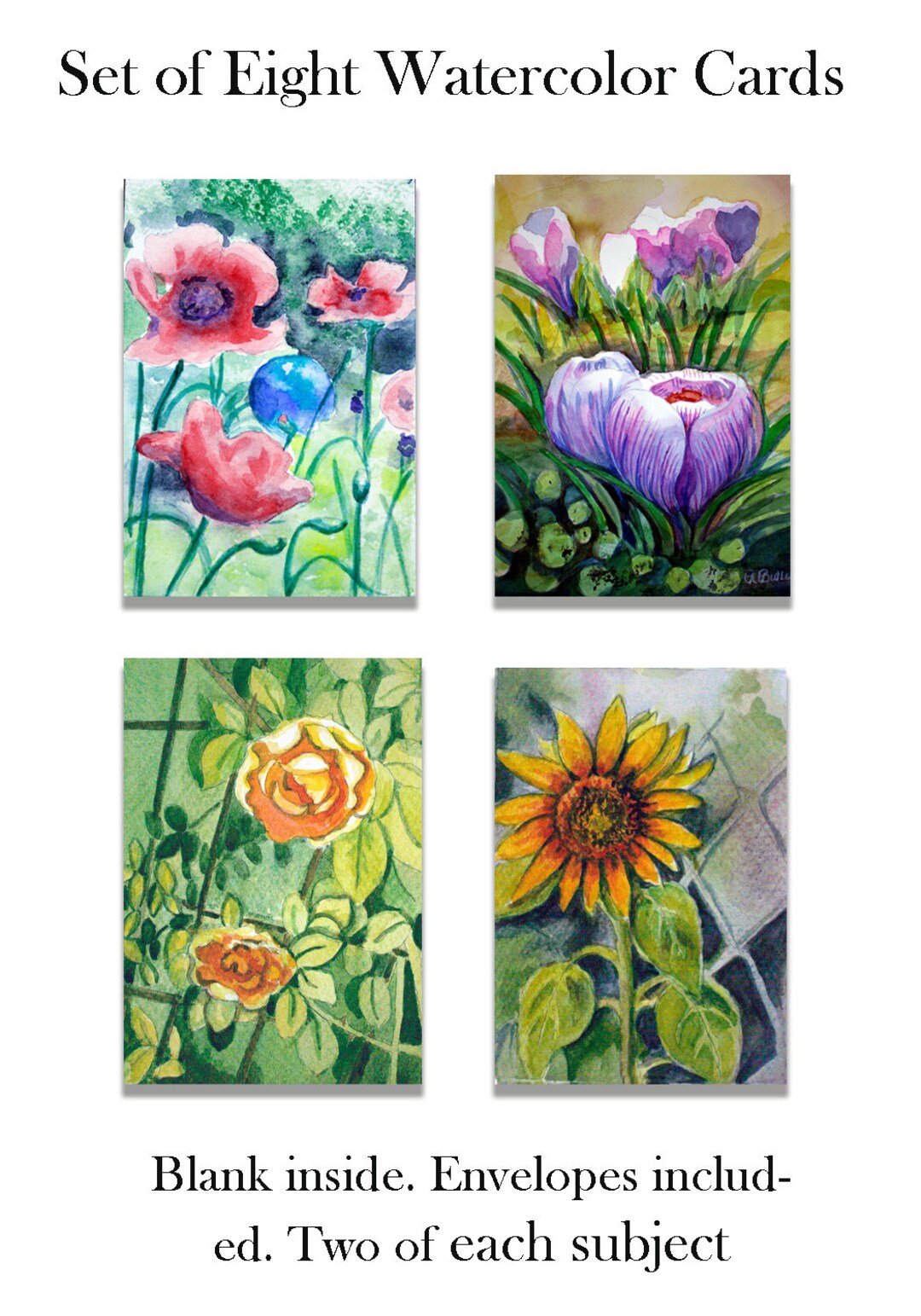 Hand-painted Floral Note Cards: Watercolor Flower Art - Etsy