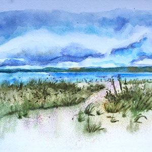Lake Michigan Watercolor Print: Bohemian Beach Landscape Art