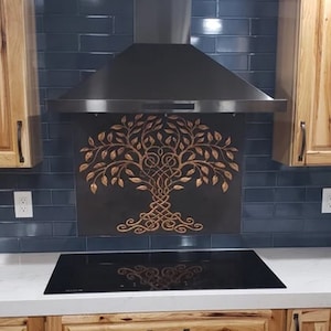 Handmade Celtic Tree of Life Copper Backsplash - Custom Metal Wall Art