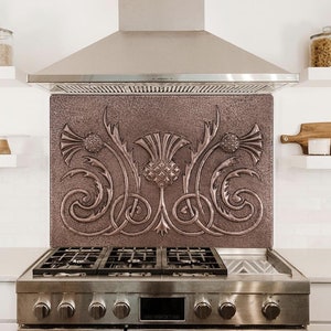 Scottish Thistle Copper Backsplash: Handmade Wall Decor