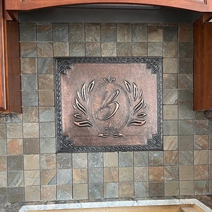 Custom Copper Letter Monogram - Celtic Wreath Backsplash Tile