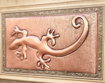 Indoor&Outdoor Wall Tile, Kitchen Backsplash Tile, Celtic Lizard Handmade Copper Artwork
