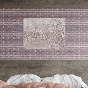 Handmade Copper Wall Panel: Van Gogh Irises Art Deco Backsplash (24&quot; x 31.9&quot;)