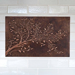 Embossed Copper Tree Branches Kitchen Backsplash - 21.8&quot;x34.8&quot; Brown Tile
