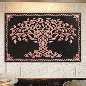 Copper Celtic Tree of Life Kitchen Backsplash: Embossed Mural Tile (19.8&quot;x30.9&quot;)