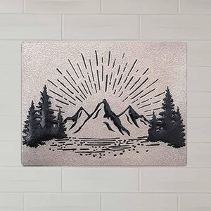 Copper Wall Panel - 11.8&quot;x15.7&quot; (30x40 cm), Copper Decorative Backsplash, Rising Sun Behind the Mountains Wall Tile, Nature Scene Wall Decor
