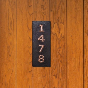 Custom Copper House Number Sign: Vertical Outdoor Number Plate