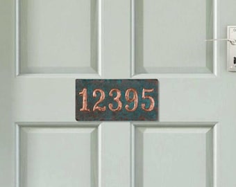House Number Plaque Sign, Copper Address Number Sign, Personalized Front Door Number Sign, Custom Handmade Outdoor Number Plate