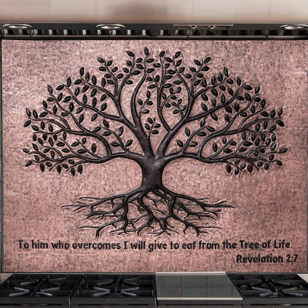 Tree of Life With Roots Wall Art for Indoor and Outdoor Decoration, Tree of Life Wall Tile for Kitchen Backsplash, Fireplace Decor