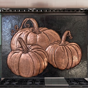 Pumpkin Copper Wall Art, Copper Halloween Decor, Pumpkins Kitchen Backsplash Mural Artwork Wall Decoration, Custom Copper Wall Artwork