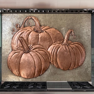 Pumpkin Wall Decor, Copper Halloween Decor, Pumpkins Kitchen Backsplash Artwork Wall Decoration, Custom Copper Tile Art