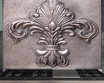 Hand Hammered Copper Fleur De Lys Wall Art: Victorian Kitchen Backsplash