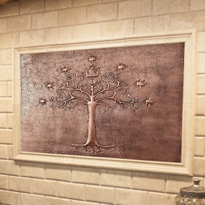 Tree of Gondor Copper Backsplash Tile: Handmade Wall Decor
