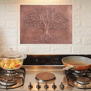 Tree of Life Copper Kitchen Backsplash Tile: Artisan Copper Wall Art (29.5&quot;x39.4&quot;)