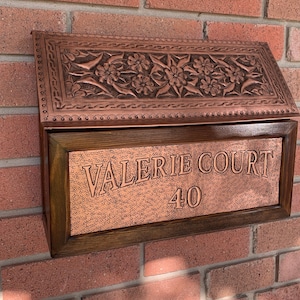 Mailbox, Handmade Mailbox for Outside, Wood and Copper Mailbox, Personalized Mailbox, Wall Mounting Large Mailbox, Hand-Hammered Mailbox