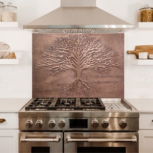Extra Large Wall Art Copper Tree of Life with Root, Wall Decoration,  Kitchen Backsplash Tile, Indoor and Outdoor Wall Art, Fireplace Decor