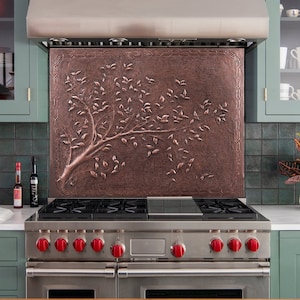 Handmade Copper Tree Branch Wall Art: Kitchen Backsplash Tile