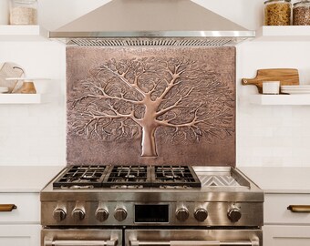 Tree Copper Tile for Kitchen Backsplash, Tree Copper Wall Decor, Copper Wall Decor, Mural Decor, Wide Tree Wall Decor, Fireplace Decor