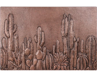 Cactus Koper Decor voor Keuken Backsplash, Desert Vibe Koperen Muur Decor, Home Decoratieve Tegel, Zuidwestelijk Decor, Cactussen Metal Wall Art