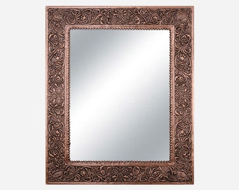 Koperen wandspiegel, koperen verticale en horizontale wandspiegel, rechthoekige metalen spiegel, koperen Victoriaanse wandspiegel, spiegelkunstwerk