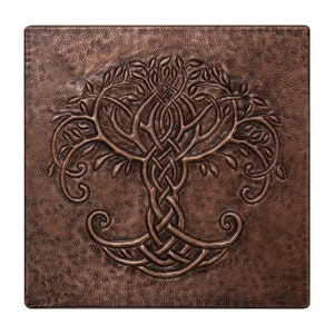 Handmade Copper Tree of Life Kitchen Backsplash Tile