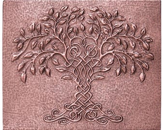 Handmade Celtic Tree of Life Copper Tile for Kitchen Backsplash, Indoor & Outdoor Wall Decor, Wall Art, Self-adhesive Tile