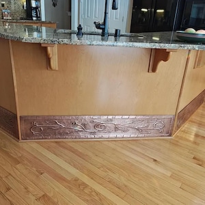 Handmade Embossed Copper Kick Plate: Kitchen Island & Peninsula Panel
