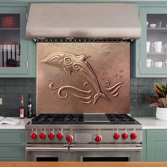 Handmade Dolphin Copper Tile for Kitchen Backsplash, Indoor & Outdoor Wall  Decor, Wall Art, Unique Fireplace Decor 