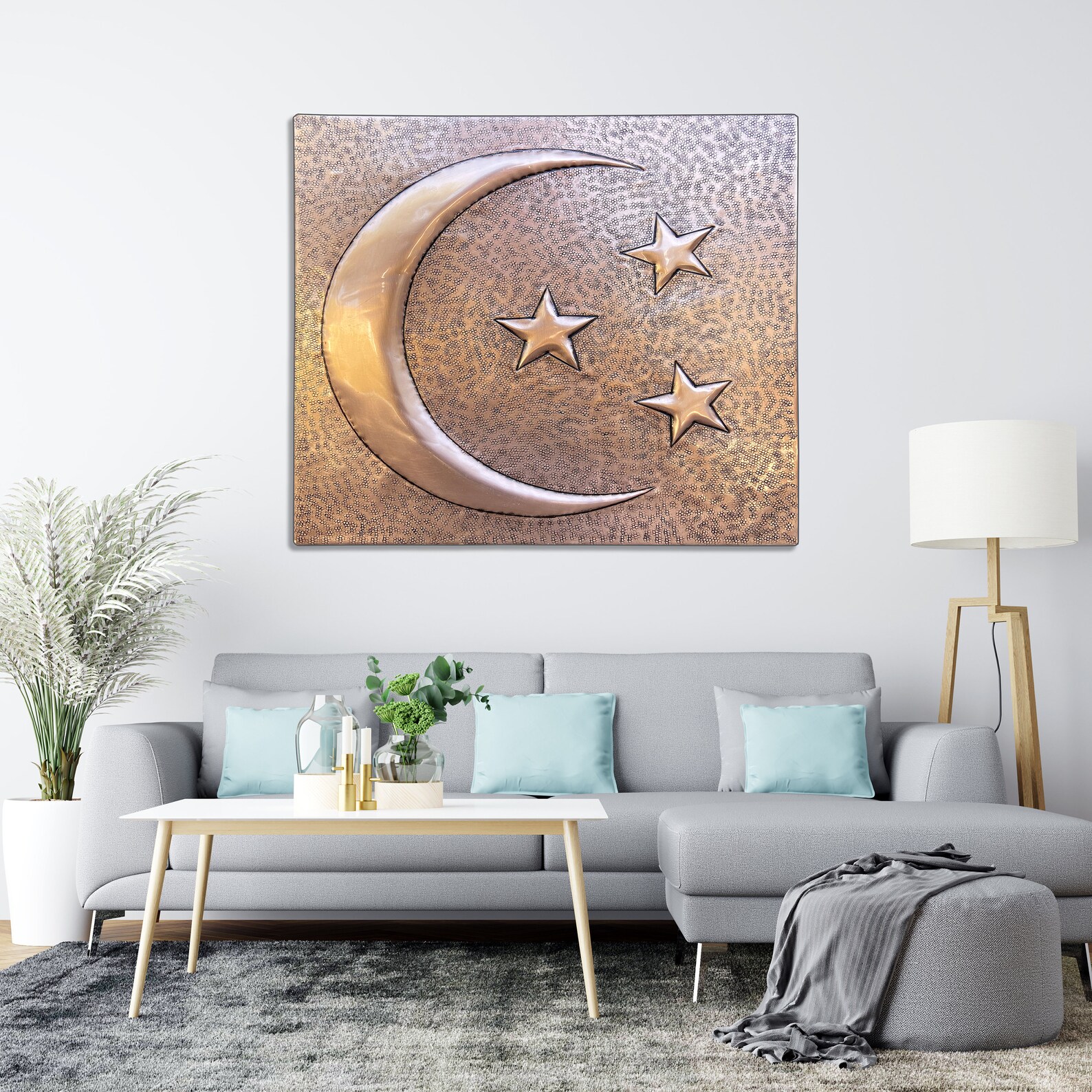Moon and Stars Copper Tile Metal Wall Decor Metal Tiles Etsy