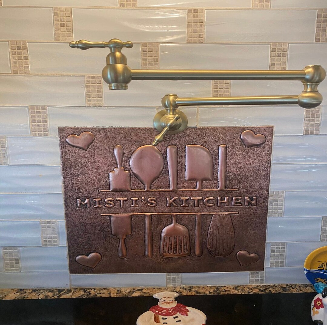 Personalized Copper Kitchen Backsplash Tile, Customized Kitchen Name