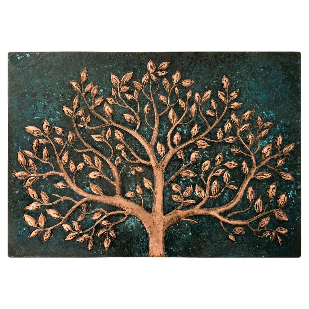 Tree Wall Decor, Metal Tree Wall Sculpture, Copper Tile for Kitchen ...