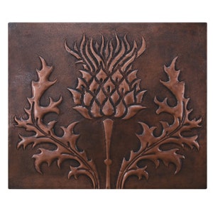 Handmade Copper Scottish Thistle Relief Art - Traditional Home Decor