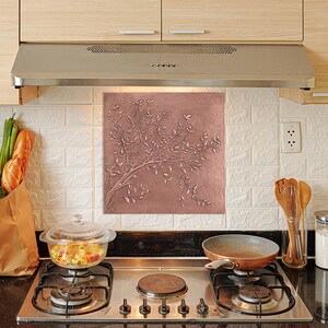 Copper Tree Branches Kitchen Backsplash Tile: Handmade Copper Wall Art (30.9&quot;x28.9&quot;)