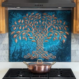 Handmade Copper Celtic Tree of Life Backsplash - Custom Wall Art