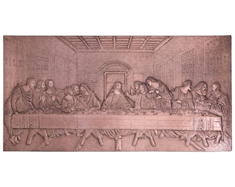 Jesus Christ The Last Supper by Leonardo Da Vinci Handmade Relief, Copper Wall Sculpture, Indoor and Outdoor Wall Art, Christian Home Decor