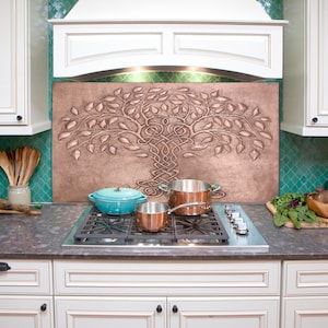 Celtic Tree of Life Copper Tile: Kitchen Backsplash, Fireplace Art