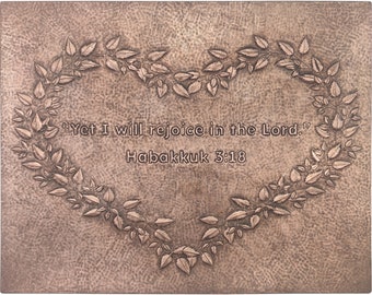 Tree Leaves Heart Wreath Copper Wall Tile for Kitchen Backsplash, Fireplace and other Wall Applications, Unique Personalized Gift