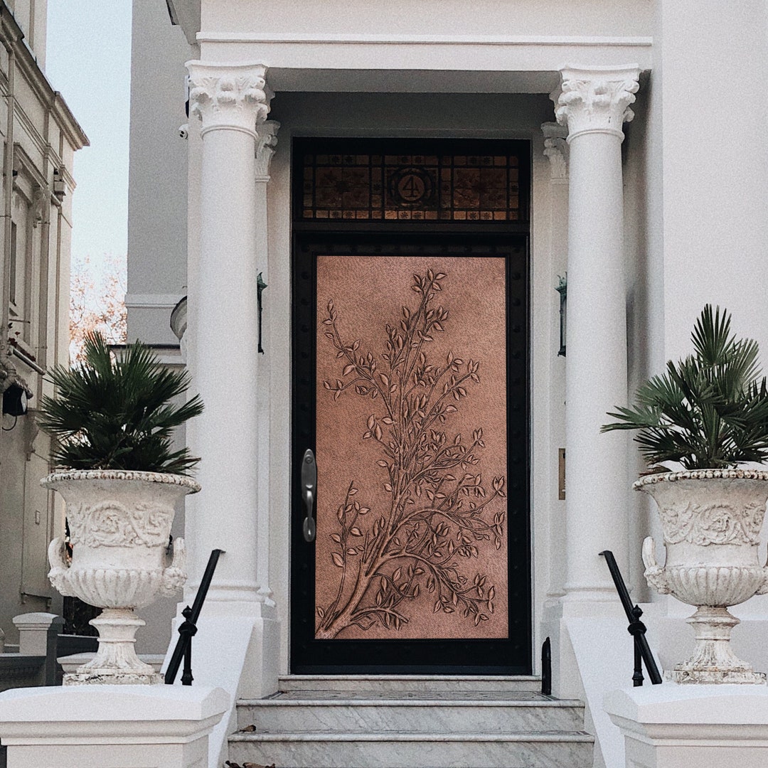 Tree Branches With Leaves Door Cladding Panel, Tree Branches Door Decor